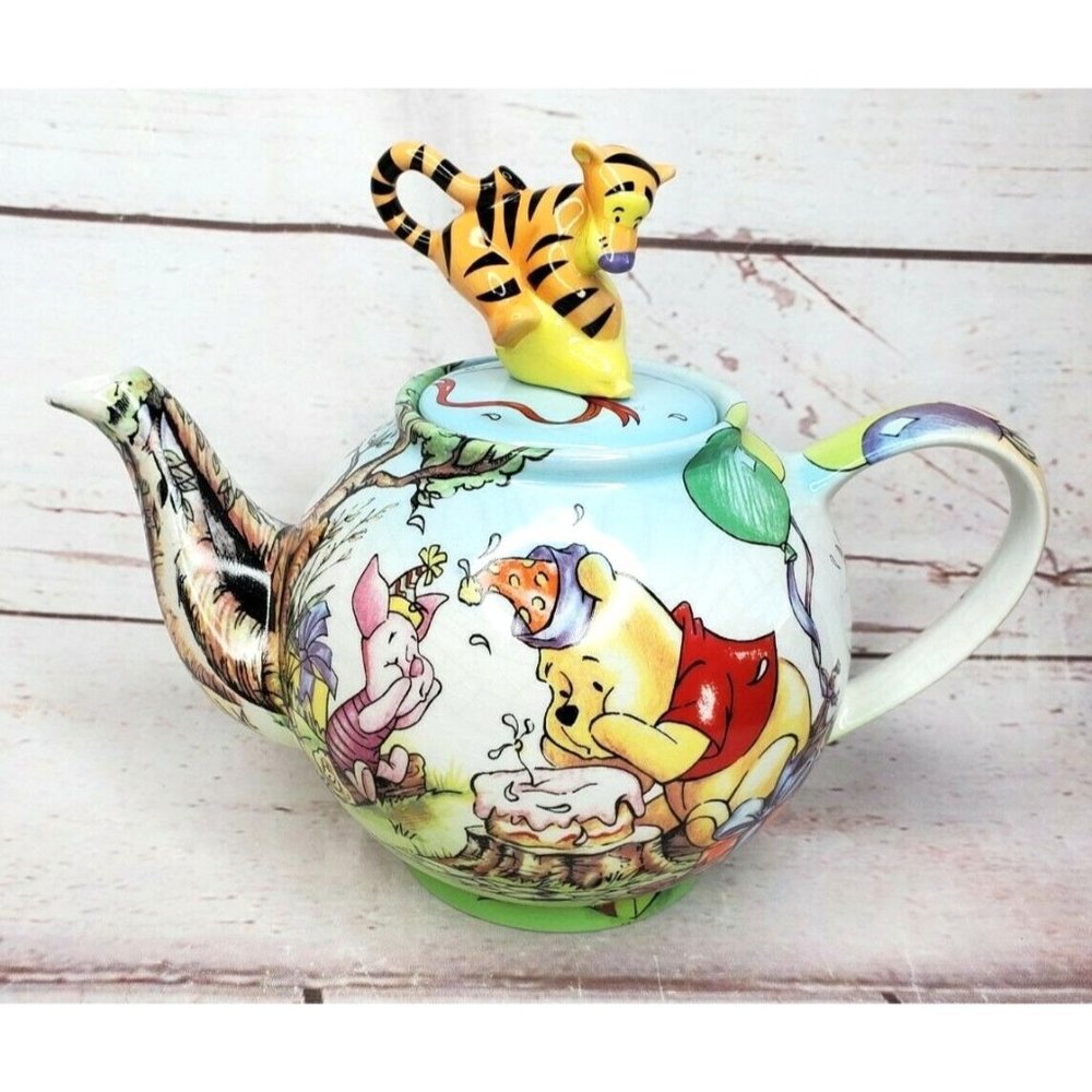 Poohs Birthday Party Disney Character Teapot Collection Limited Production Mint